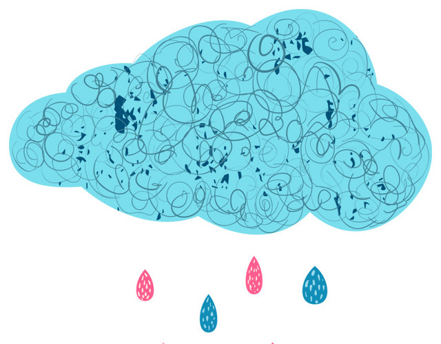 清新蓝色云朵雨滴手账装饰设计素材