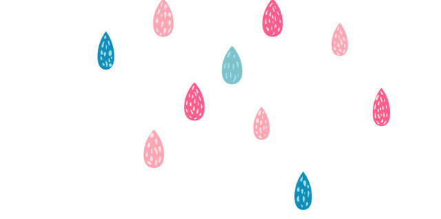 清新蓝色云朵雨滴手账装饰设计素材