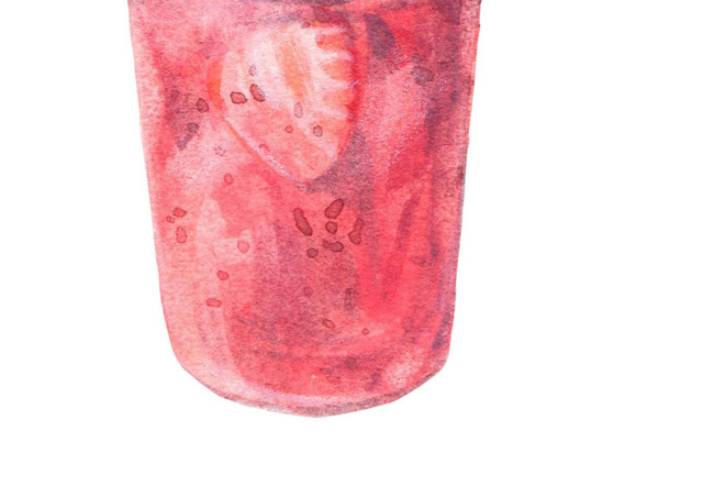 饮料草莓汁卡通水彩插画