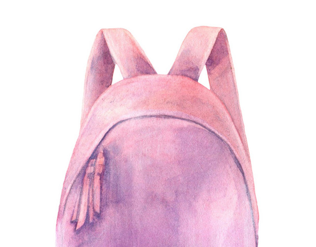 背包手绘水彩插画