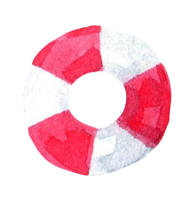 手绘夏日游泳圈水彩插画