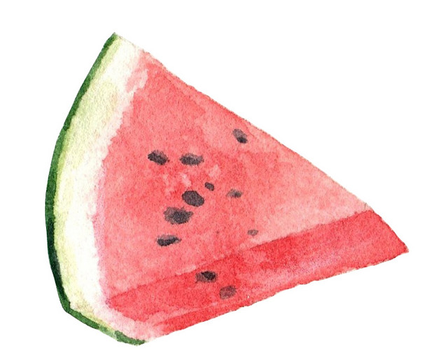 手绘西瓜水果水彩插画