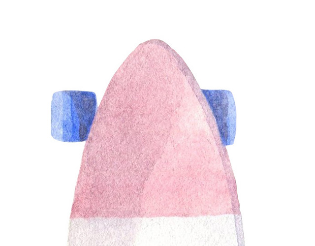 手绘滑板水彩插画