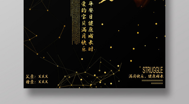 生日满月宴席科技风宝宝满月请帖海报