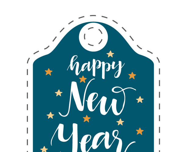 新年快乐手绘吊牌
