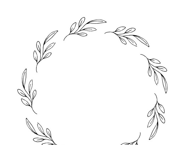 花环树叶素描铅笔矢量素材