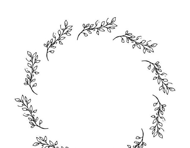 花环树叶素描铅笔矢量素材