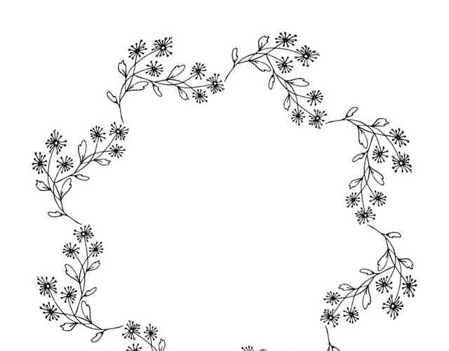 花环树叶素描铅笔矢量素材