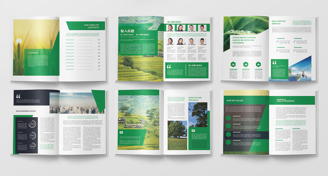 绿色简约清新环保宣传画册整套