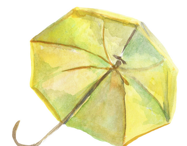 水彩雨伞元素
