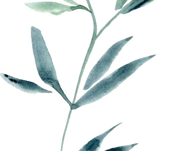 彩墨叶子矢量素材PNG