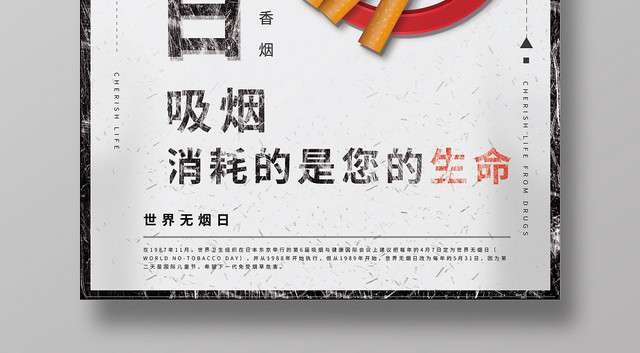 简约531世界无烟日禁烟海报