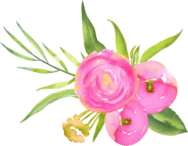 粉色手绘花设计素材