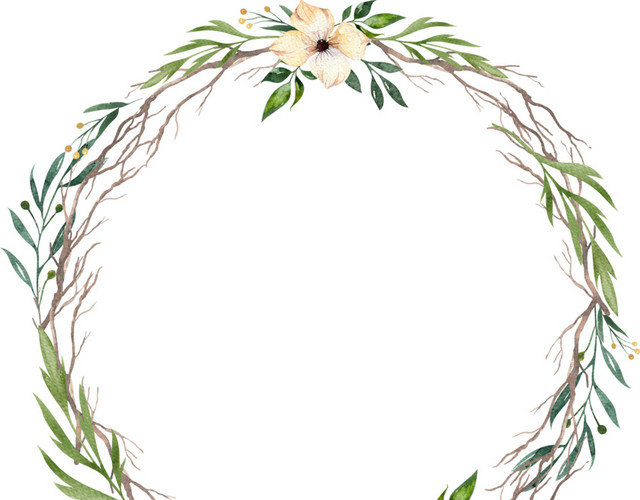 梦幻绿叶花朵花环素材