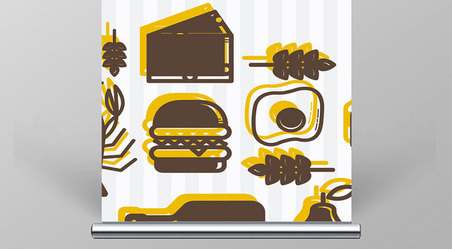 简约卡通餐饮餐厅美食快餐小吃汉堡王新品上新展架易拉宝