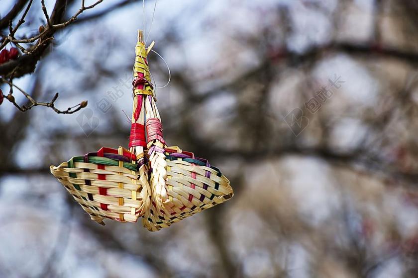 清新竹编工艺品背景图片