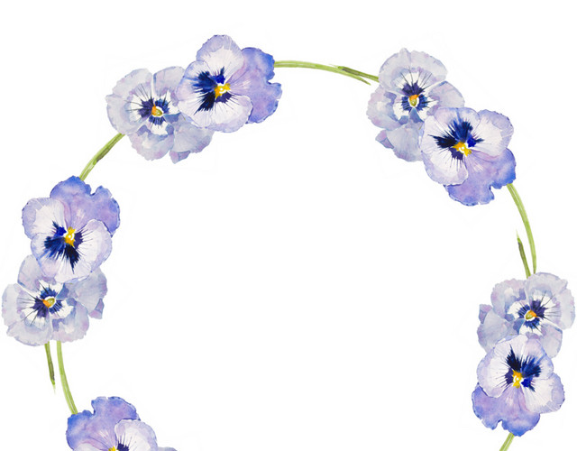 手绘水彩花装饰花环素材