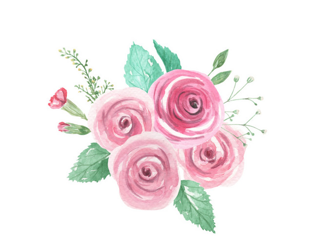 手绘水彩花装饰素材
