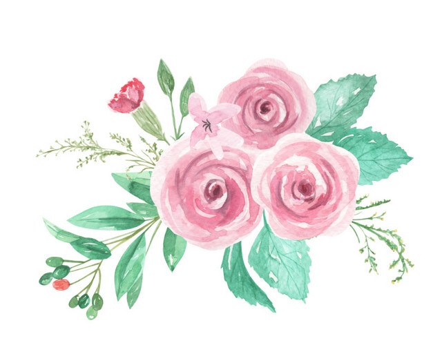 手绘水彩花装饰素材