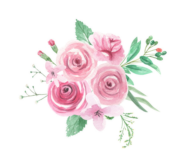 手绘水彩花装饰素材