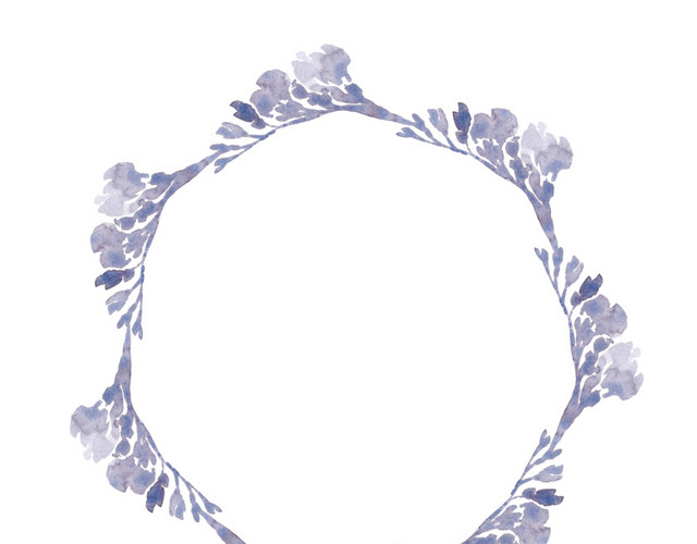 手绘水彩花环素材