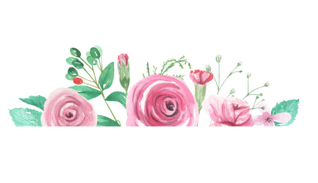 手绘水彩花装饰素材