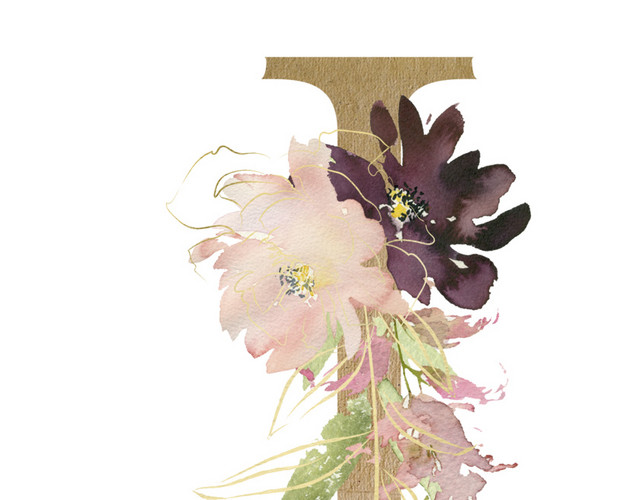 棕色英文字母J花朵装饰素材