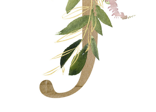 棕色英文字母J花朵装饰素材