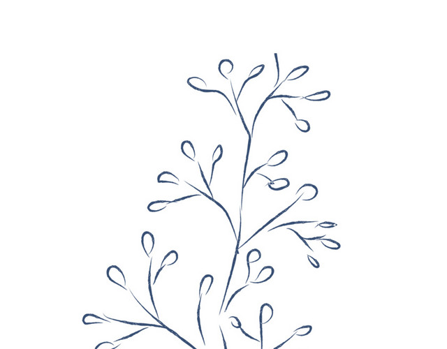 手绘素描花朵枝叶素材