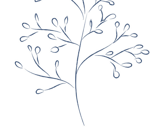 手绘素描花朵枝叶素材