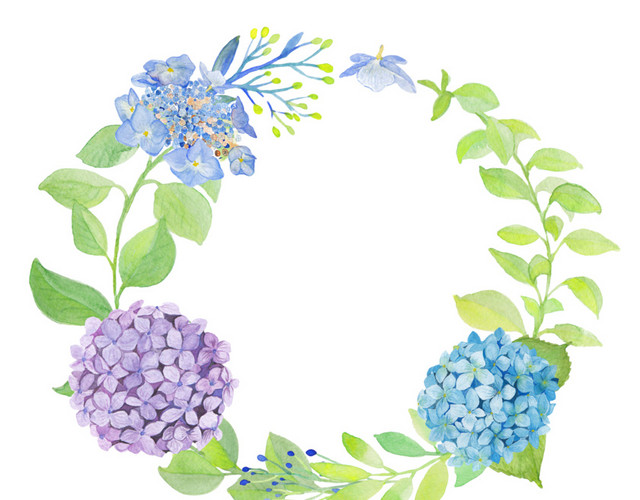 手绘水彩花环素材