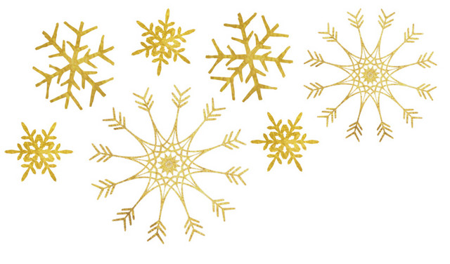 金色笔刷雪花素材