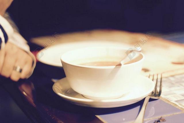 食物叉子和咖啡杯背景图片