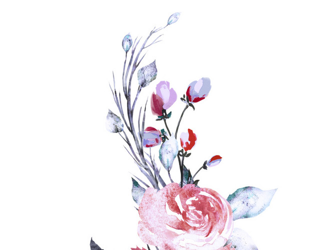 水彩复古玫瑰花素材