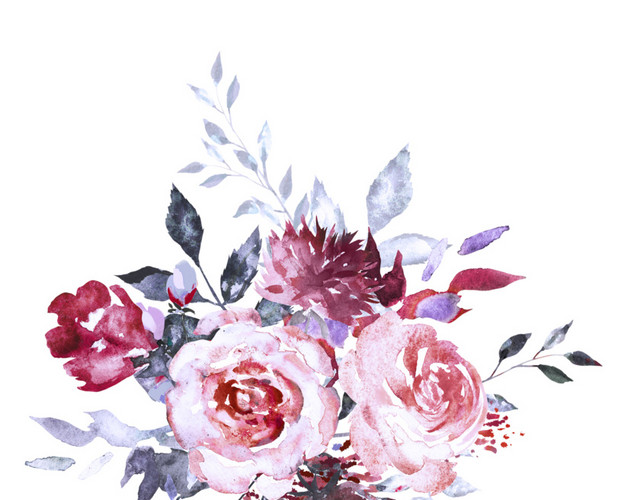 水彩复古玫瑰花素材