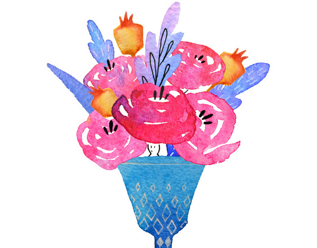 水彩花束教师节素材
