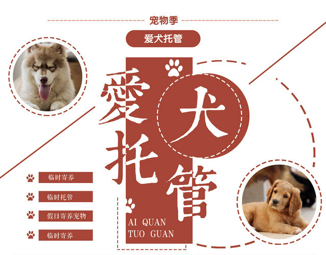 清新可爱宠物店宣传单爱犬托管动物单页