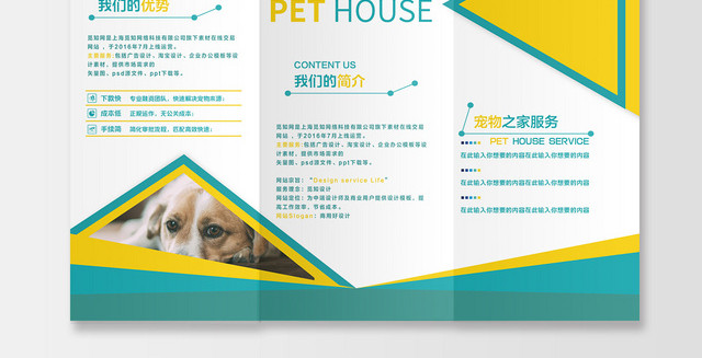 简约创意宠物店动物宣传三折页