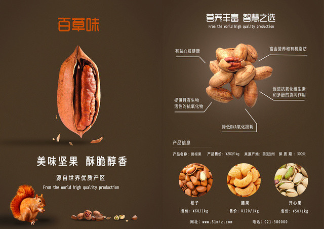 咖色纯背景零食宣传单食品单页海报