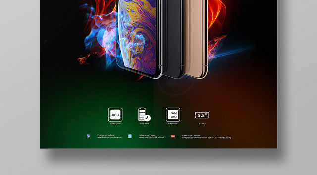 黑色背景水火IPHONE8苹果手机产品数码电子促销海报