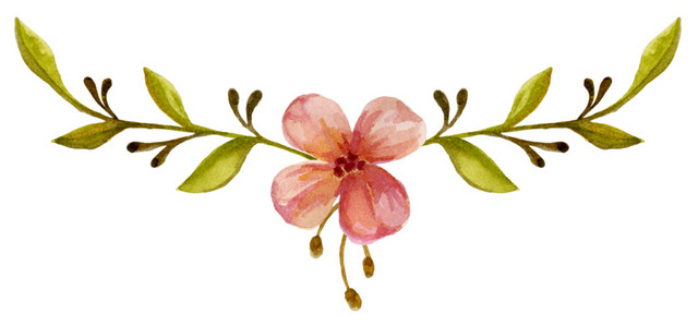 手绘水彩花卉花环素材