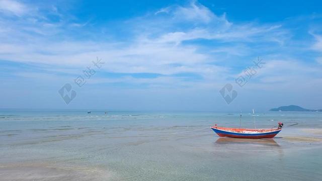 海滩 泰国的海滩 巴蜀府汗 海 泰国 日出 钓鱼 船 太阳