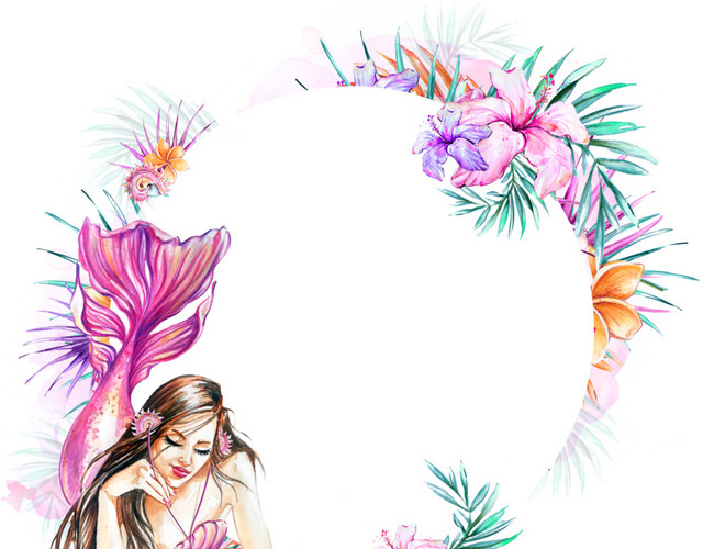 花环美人鱼素材