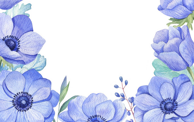 蓝花朵框素材