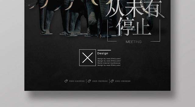 创意深灰大气保护动物野生动物公益宣传海报