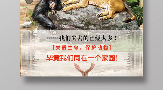 创意卡通保护动物动物园宣传海报模版