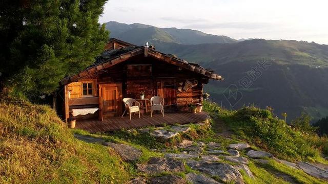 山上的小屋 山 棚屋 高山 景观 性质 ALM 小屋 山景观