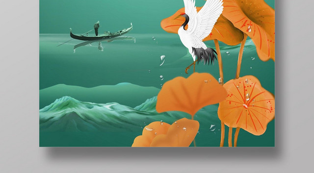 白鹭绿色简约创意二十四节气白露宣传海报