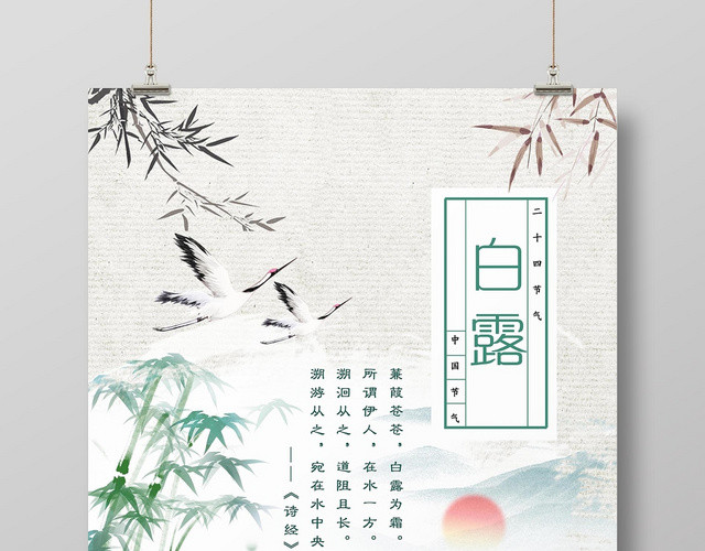 淡雅大气简约二十四节气白露宣传海报