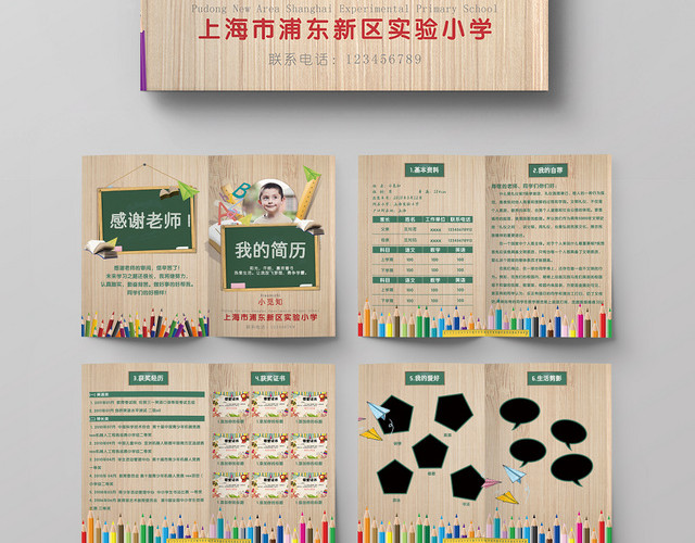 黑板卡通可爱小升初简历